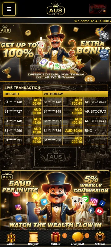 Ausclub Casino mobile browser view